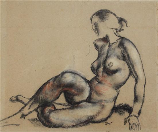 School of Degas Seated female nude 16 x 20in., unframed